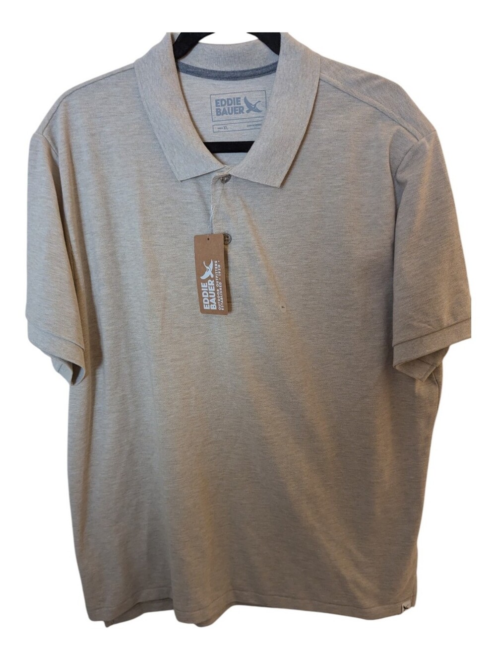 Men's Short-Sleeve Polo Oatmeal Classic Pique XL Eddie Bauer New